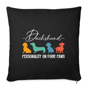 Personnalité de teckel sur quatre pattes - Housse de coussin décorative 45 x 45 cm - noir - Devant