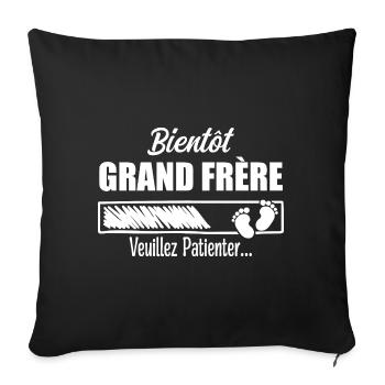 Bientôt Grand frère Cadeau Futur Grand frère - Housse de coussin décorative 45 x 45 cm - noir - Devant