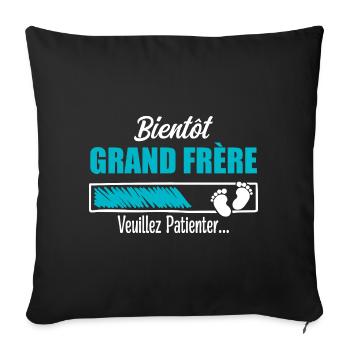 Bientôt Grand frère Cadeau Futur Grand frère - Housse de coussin décorative 45 x 45 cm - noir - Devant