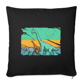 Brachiosaurus Dinosaurier Giraffe Elefant Mensch - Sofakissenbezug 45 x 45 cm - Schwarz - Vorne