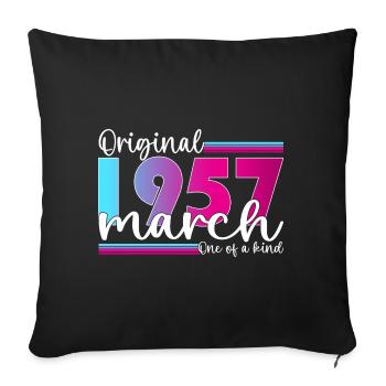 66th birthday Mrs. Original March Born 1957 - Sofa pillowcase 17,3'' x 17,3'' (45 x 45 cm) - black - Front