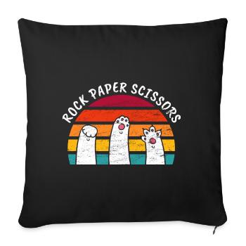 Cat Saying Funny Cat Rock Paper Scissors - Housse de coussin décorative 45 x 45 cm - noir - Devant