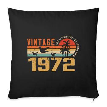 Vintage 1972 Cadeau Anniversaire - Millésime 1972 - Housse de coussin décorative 45 x 45 cm - noir - Devant