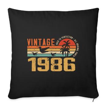 Vintage 1986 Cadeau Anniversaire - Millésime 1986 - Housse de coussin décorative 45 x 45 cm - noir - Devant