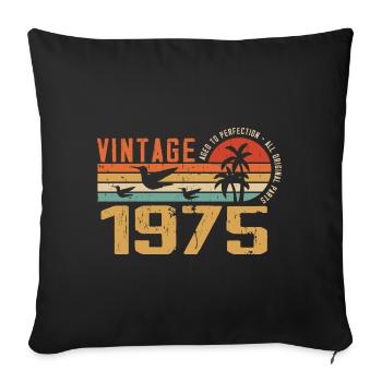 Vintage 1975 Cadeau Anniversaire - Millésime 1975 - Housse de coussin décorative 45 x 45 cm - noir - Devant