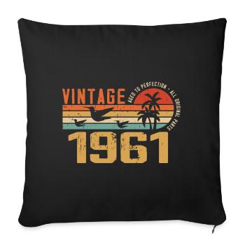 Vintage 1961 Cadeau Anniversaire - Millésime 1961 - Housse de coussin décorative 45 x 45 cm - noir - Devant