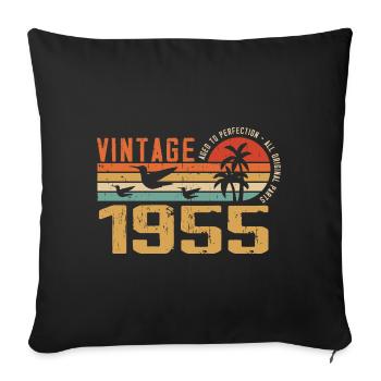 Vintage 1955 Cadeau Anniversaire - Millésime 1955 - Housse de coussin décorative 45 x 45 cm - noir - Devant