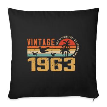 Vintage 1963 Cadeau Anniversaire - Millésime 1963 - Housse de coussin décorative 45 x 45 cm - noir - Devant