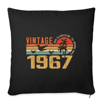 Vintage 1967 Cadeau Anniversaire - Millésime 1967 - Housse de coussin décorative 45 x 45 cm - noir - Devant