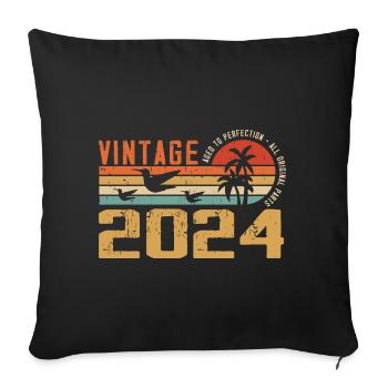 Vintage 2024 Cadeau Anniversaire - Millésime 2024 - Housse de coussin décorative 45 x 45 cm - noir - Devant
