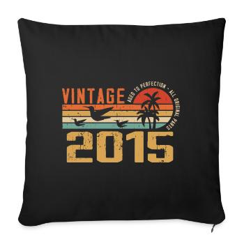 Vintage 2015 Cadeau Anniversaire - Millésime 2015 - Housse de coussin décorative 45 x 45 cm - noir - Devant