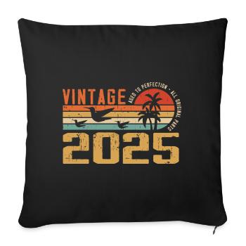Vintage 2025 Cadeau Anniversaire - Millésime 2025 - Housse de coussin décorative 45 x 45 cm - noir - Devant