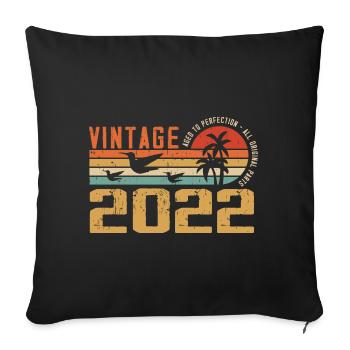 Vintage 2022 Cadeau Anniversaire - Millésime 2022 - Housse de coussin décorative 45 x 45 cm - noir - Devant