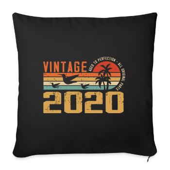 Vintage 2020 Anniversary Gift - Vintage 2020 - Sofa pillowcase 17,3'' x 17,3'' (45 x 45 cm) - black - Front