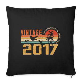 Vintage 2017 Cadeau Anniversaire - Millésime 2017 - Housse de coussin décorative 45 x 45 cm - noir - Devant