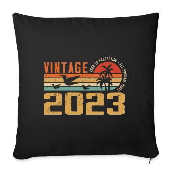 Vintage 2023 Cadeau Anniversaire - Millésime 2023 - Housse de coussin décorative 45 x 45 cm - noir - Devant
