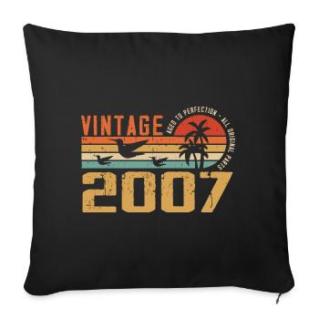 Vintage 2007 Cadeau Anniversaire - Millésime 2007 - Housse de coussin décorative 45 x 45 cm - noir - Devant