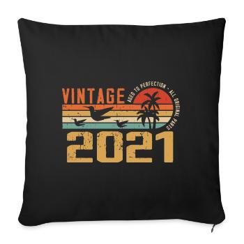 Vintage 2021 Cadeau Anniversaire - Millésime 2021 - Housse de coussin décorative 45 x 45 cm - noir - Devant
