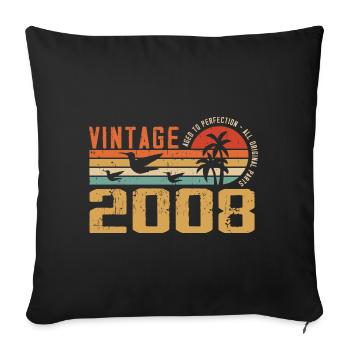 Vintage 2008 Anniversary Gift - Vintage 2008 - Sofa pillowcase 17,3'' x 17,3'' (45 x 45 cm) - black - Front