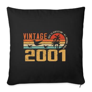 Vintage 2001 Cadeau Anniversaire - Millésime 2001 - Housse de coussin décorative 45 x 45 cm - noir - Devant