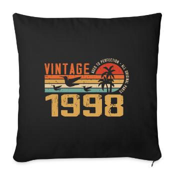 Vintage 1998 Cadeau Anniversaire - Millésime 1998 - Housse de coussin décorative 45 x 45 cm - noir - Devant