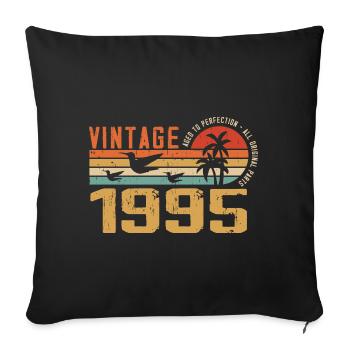 Vintage 1995 Cadeau Anniversaire - Millésime 1995 - Housse de coussin décorative 45 x 45 cm - noir - Devant