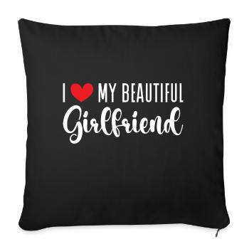 Paare Liebe Herz Freund Geschenkidee Beziehung - Sofakissenbezug 45 x 45 cm - Schwarz - Vorne