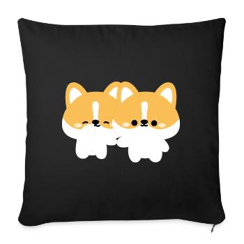 Couple de chiens corgi - Housse de coussin décorative 45 x 45 cm - noir - Devant