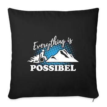 Wheelchair on the mountain - Everything is possible - Sofa pillowcase 17,3'' x 17,3'' (45 x 45 cm) - black - Front