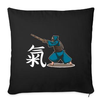 Kendo Arts Martiaux Japonais Combat à l’Épée - Housse de coussin décorative 45 x 45 cm - noir - Devant