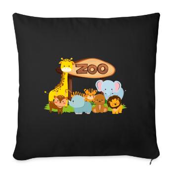 Mignon Zoo Animaux Garçons Filles Kawaii Safari - Housse de coussin décorative 45 x 45 cm - noir - Devant