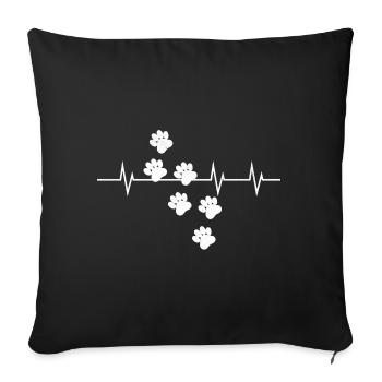 Pawbeats – My heart beats on four paws - Sofa pillowcase 17,3'' x 17,3'' (45 x 45 cm) - black - Front