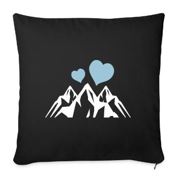 Montagnes herz symbol mountains - Housse de coussin décorative 45 x 45 cm - noir - Devant