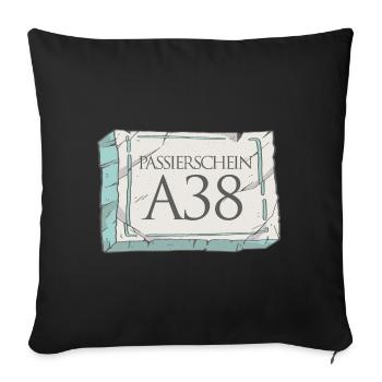 Passierschein A38 Ausgangssperre Home Office - Sofakissenbezug 45 x 45 cm - Schwarz - Vorne