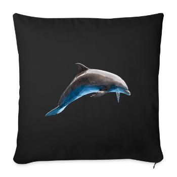Dolphin Jumping, Fish, Natural - Sofa pillowcase 17,3'' x 17,3'' (45 x 45 cm) - black - Front