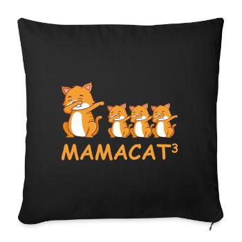 Schwanger werdene Mutter Drillinge Katze - Sofakissenbezug 45 x 45 cm - Schwarz - Vorne