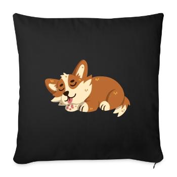 Corgi Sleeps - Sofa pillowcase 17,3'' x 17,3'' (45 x 45 cm) - black - Front