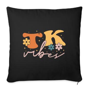 TK Vibes Wildflower Retro Teacher Daisy Kid - Housse de coussin décorative 45 x 45 cm - noir - Devant