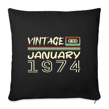 Vintage Janvier 1974 - Anniversaire Janvier 1974 - Housse de coussin décorative 45 x 45 cm - noir - Devant