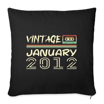 Jahrgang Januar 2012 – Geburtstag Januar 2012 - Sofakissenbezug 45 x 45 cm - Schwarz - Vorne