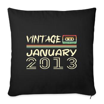 Vintage Janvier 2013 - Anniversaire Janvier 2013 - Housse de coussin décorative 45 x 45 cm - noir - Devant