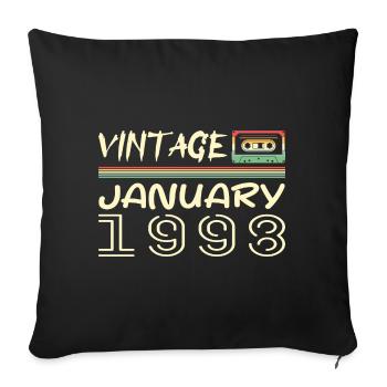 Vintage Janvier 1998 - Anniversaire Janvier 1998 - Housse de coussin décorative 45 x 45 cm - noir - Devant