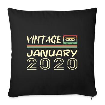 Vintage Janvier 2020 - Anniversaire Janvier 2020 - Housse de coussin décorative 45 x 45 cm - noir - Devant