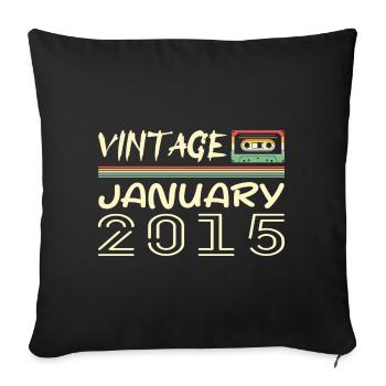 Vintage Janvier 2015 - Anniversaire Janvier 2015 - Housse de coussin décorative 45 x 45 cm - noir - Devant