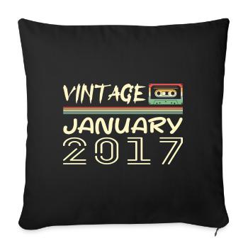 Vintage Janvier 2017 - Anniversaire Janvier 2017 - Housse de coussin décorative 45 x 45 cm - noir - Devant