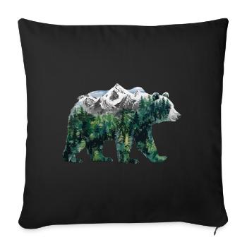 Wald Bär Natur Wildlife Kunst Berg Tier - Sofakissenbezug 45 x 45 cm - Schwarz - Vorne