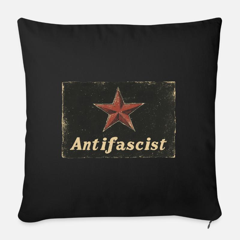 Antifaschistischer Roter Stern - Sofakissenbezug 45 x 45 cm - Schwarz