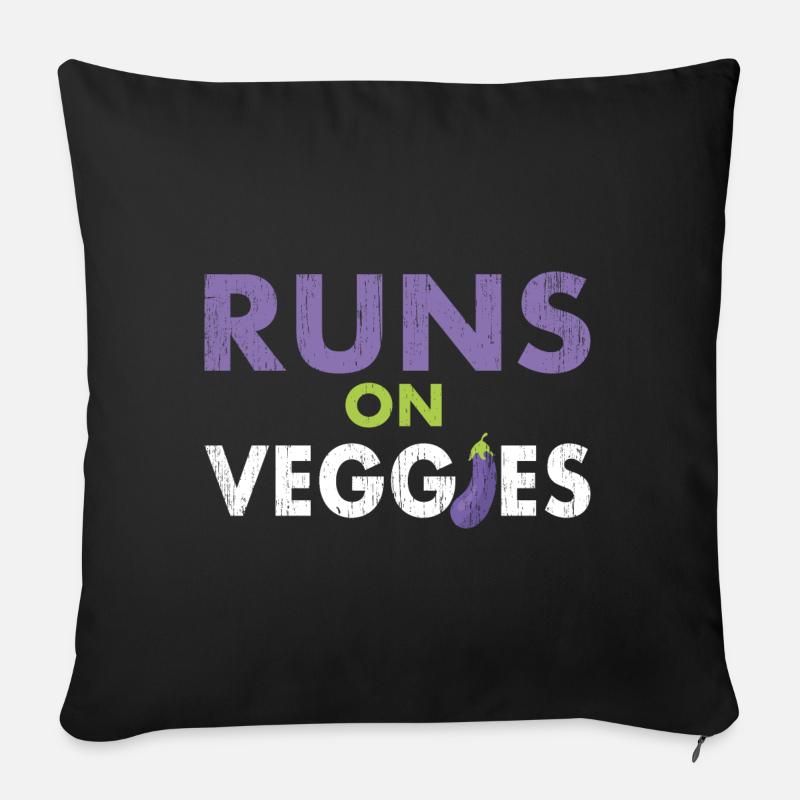 Sportler auf Gemüse Vegan - Sofakissenbezug 45 x 45 cm - Schwarz