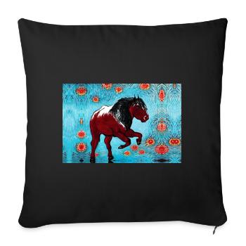 horse brown painting - Sofa pillowcase 17,3'' x 17,3'' (45 x 45 cm) - black - Front