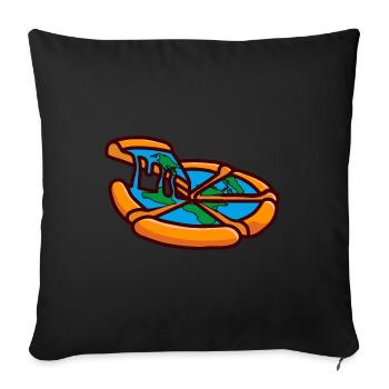 Pizza plate terre sol plat pour pizzas - Housse de coussin décorative 45 x 45 cm - noir - Devant